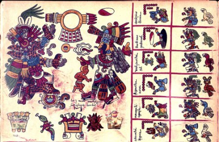 Exemple de codex Mixtèque Postclassique. Oaxaca, Mexique