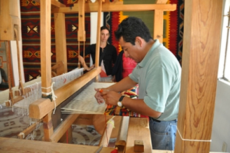 le metier à tisser utilisé pour les tapis de Teotitlan Del Valle, Oaxaca, Mexique