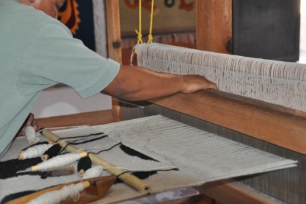 le metier à tisser utilisé pour les tapis de Teotitlan Del Valle, Oaxaca, Mexique