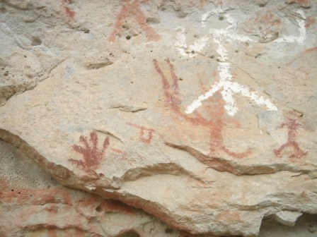 Exemples de peinture de la grotte de la lettre de Xaaga, Oaxaca, Mexique