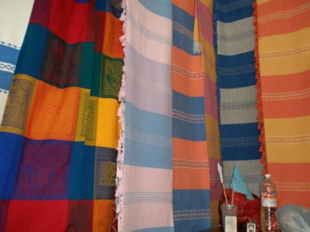 Différentes nappes de la production textile de Oaxaca, Mexique