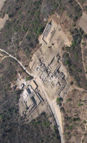 Vue aérienne du site archéologique Zapotèque de Dainzú, Oaxaca, Mexique