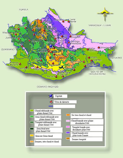 Carte du climat de Oaxaca, Mexique