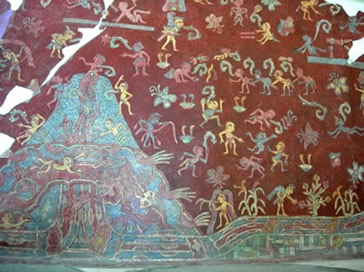 Peinture murale de Teotihuacan représentant une montagne Sacrée