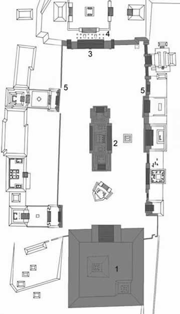 Plan de la zone archéologique de Monte Albán, Oaxaca, Mexique