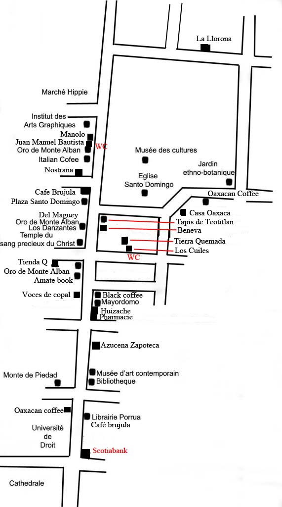Plan de la rue d’alcala de Oaxaca 