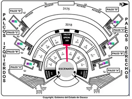 Plan de l’auditorium Guelaguetza, Oaxaca Mexique