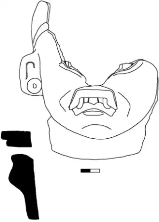 Dessin et coupe réalisés en laboratoire d’une céramique Zapotèque Préclassique