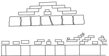 Relevé du montage de grecques de Yagul, Oaxaca, Mexique