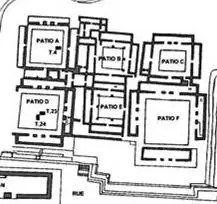 Relevé du plan du palais des six patios de Yagul, Oaxaca, Mexique