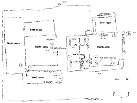 Plan d’une résidence zapotèque à deux patios de la période postclassique (Macuilxóchitl)
