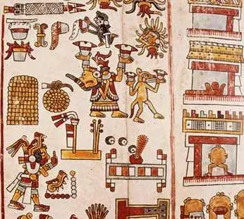 Exemple de codex Mixtèque de la période postclassique de Oaxaca, Mexique
