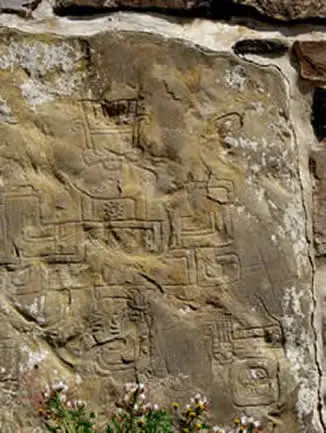 Gravure de l’observatoire de Monte Albán, Oaxaca, Mexique