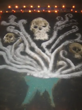Tapis des morts au panthéon de Oaxaca, Mexique