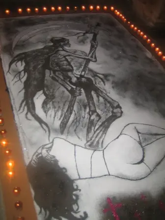 Tapis des morts au panthéon de Oaxaca, Mexique