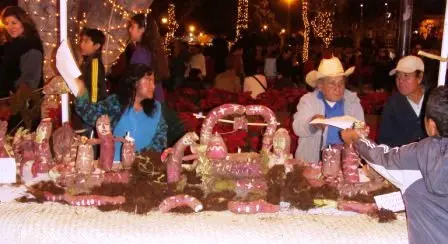 Scène en radis pour la Nuit des Radis de Oaxaca, Mexique