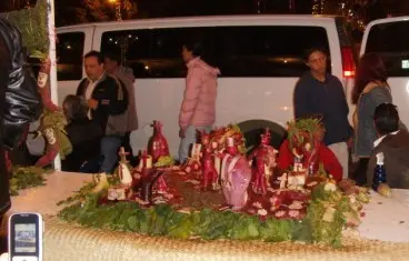 Scène en radis pour la Nuit des Radis de Oaxaca, Mexique