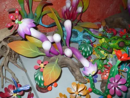 Exemples des alebrijes de l’atelier Alebrijes Autoctonos, San Antonio Arrazola, Mexique