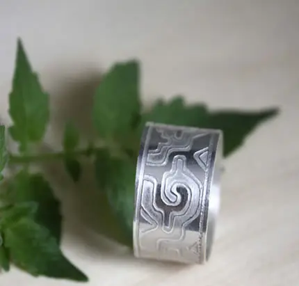 Bague avec grecques de Mitla, Oaxaca