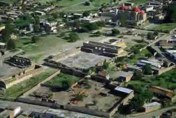 Vue aérienne du groupe des colonnes de Mitla, Oaxaca, Mexique