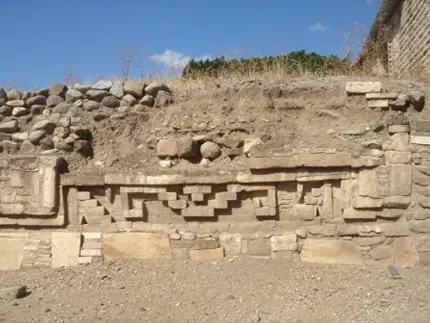 Les restes du palais zapotèque postclassique de Teotitlan del Valle, Oaxaca, Mexique