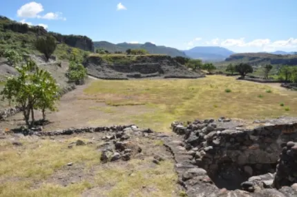 Le patio 5, ensemble religieux du site archéologique de Yagul, Oaxaca, Mexique
