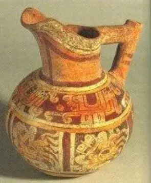 Pichet polychrome de Chila des tombes de Villa de Zaachila, Oaxaca, Mexique