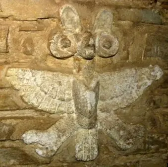 Chouette en stuc de la tombe 1, symbole de la mort, de Villa de Zaachila, Oaxaca, Mexique